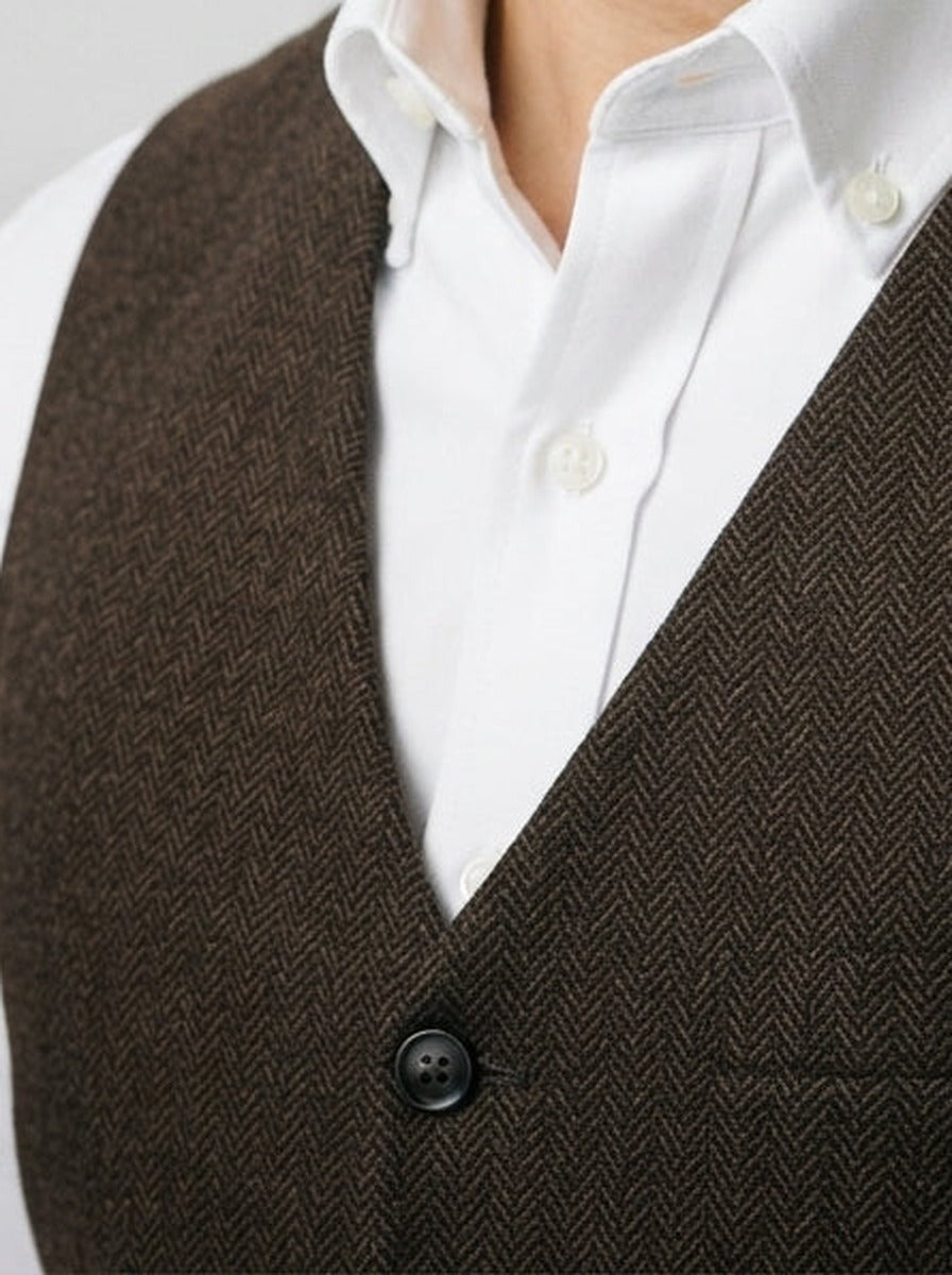 Men's Classic Tweed Tailored Wedding Waistcoat
