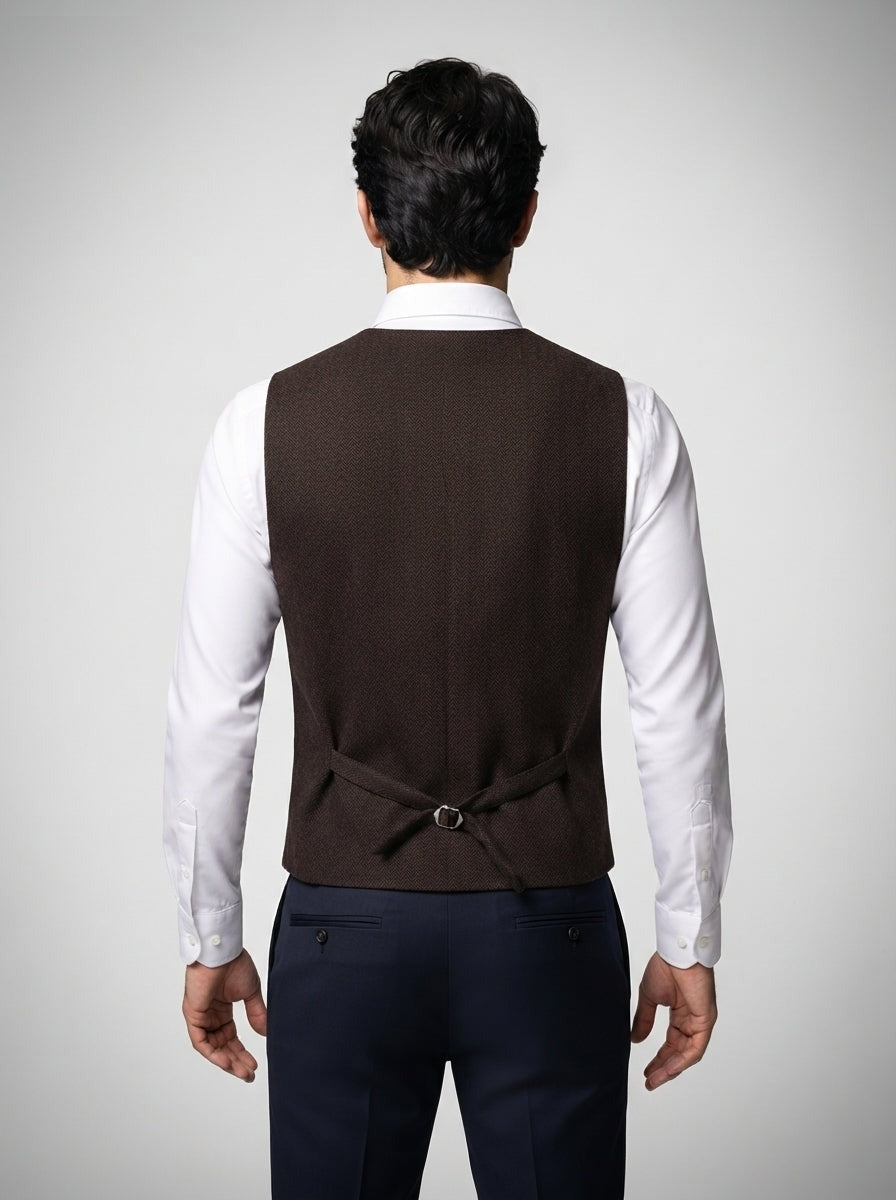 Men's Classic Tweed Tailored Wedding Waistcoat