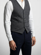 Men's Classic Tweed Tailored Wedding Waistcoat