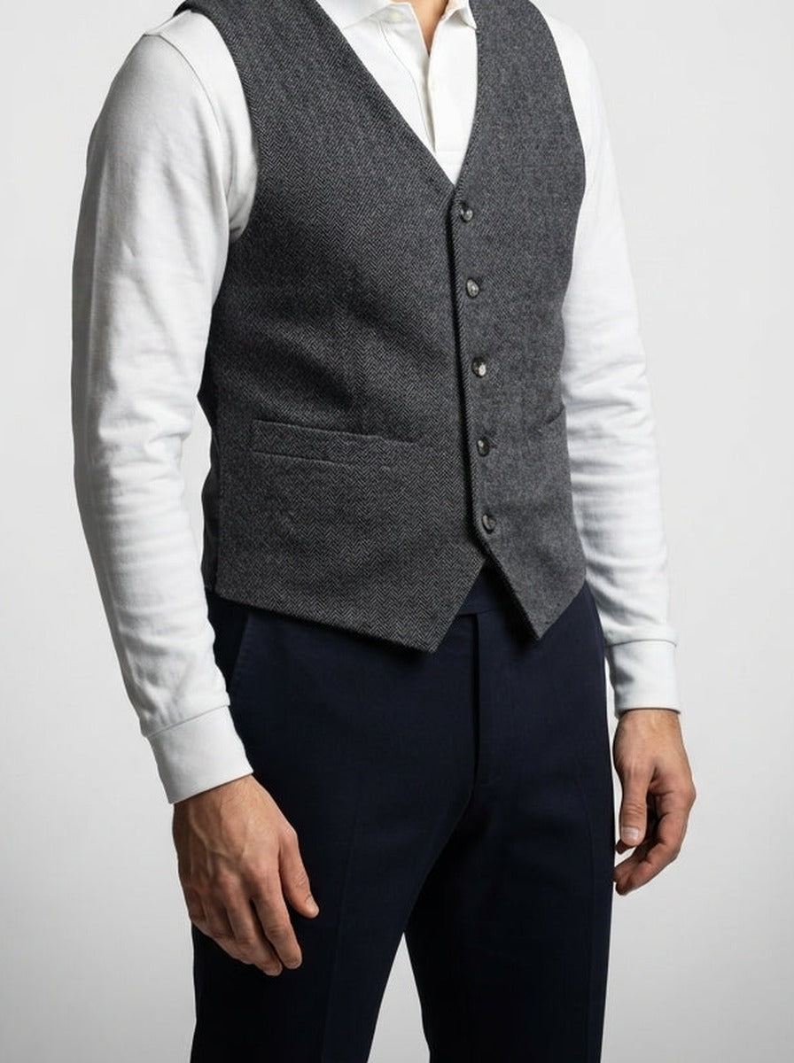 Men's Classic Tweed Tailored Wedding Waistcoat