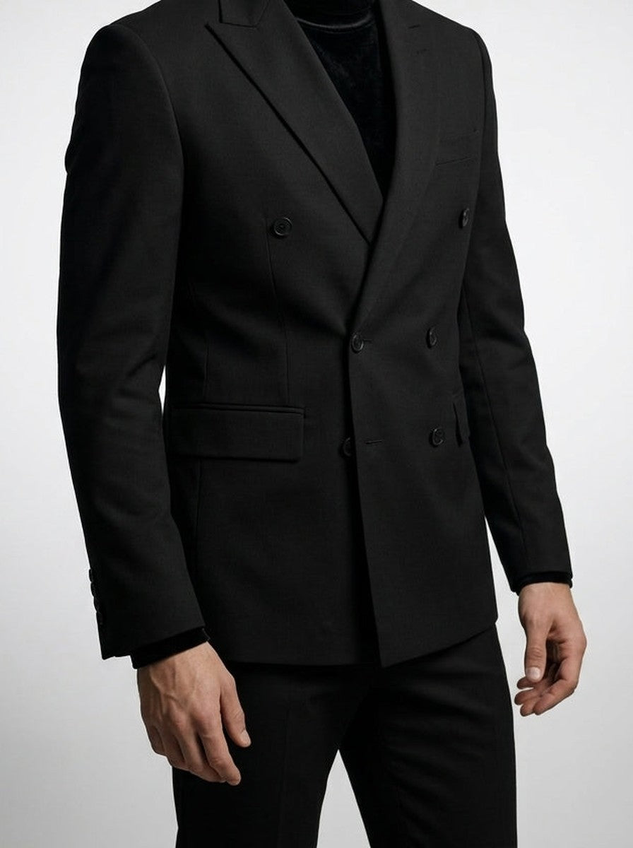 Men's Classic Wrap Front Single Button Blazer with Peak Lapels