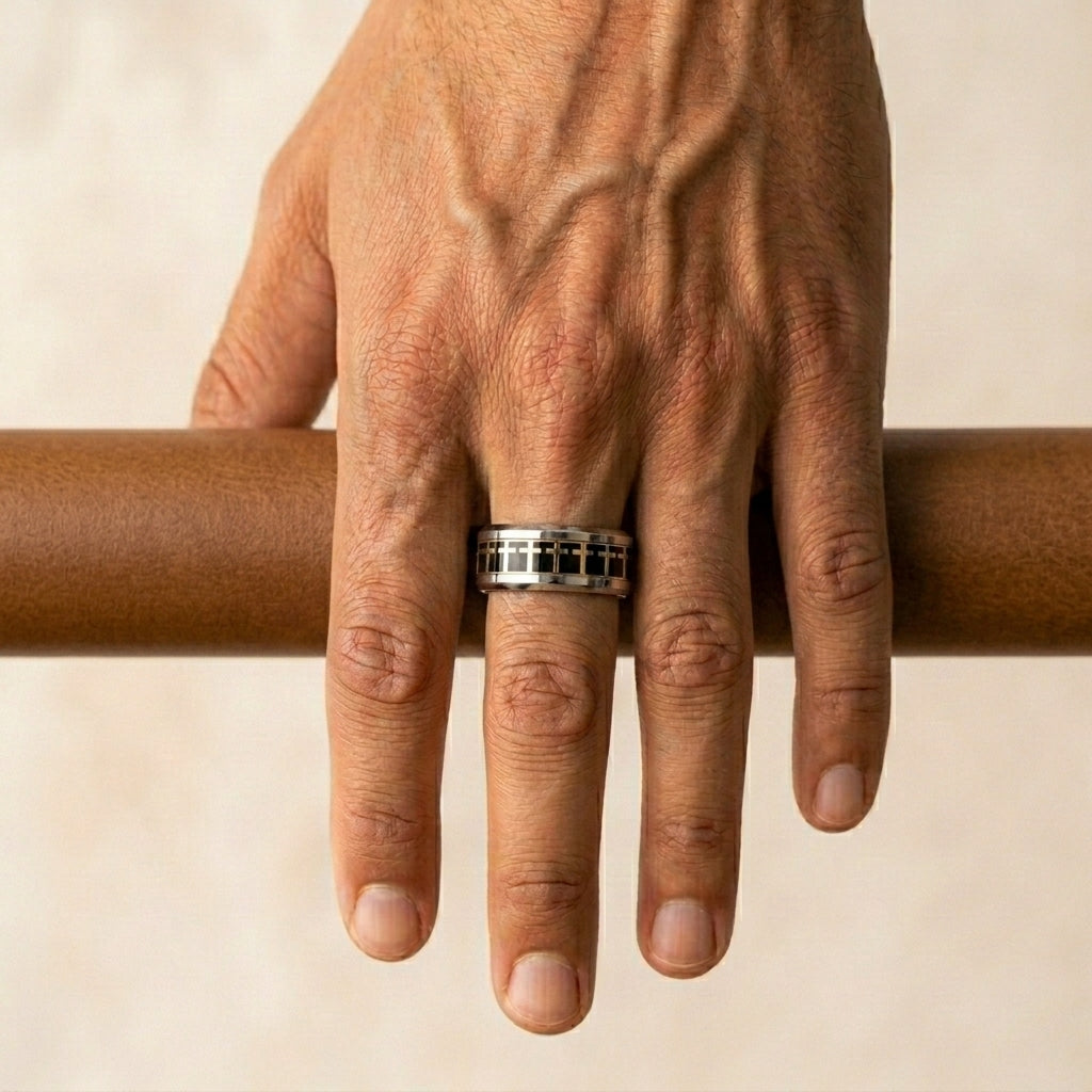 Men's Cross Grid Ring