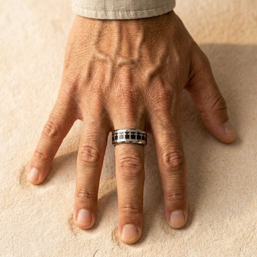Men's Cross Grid Ring