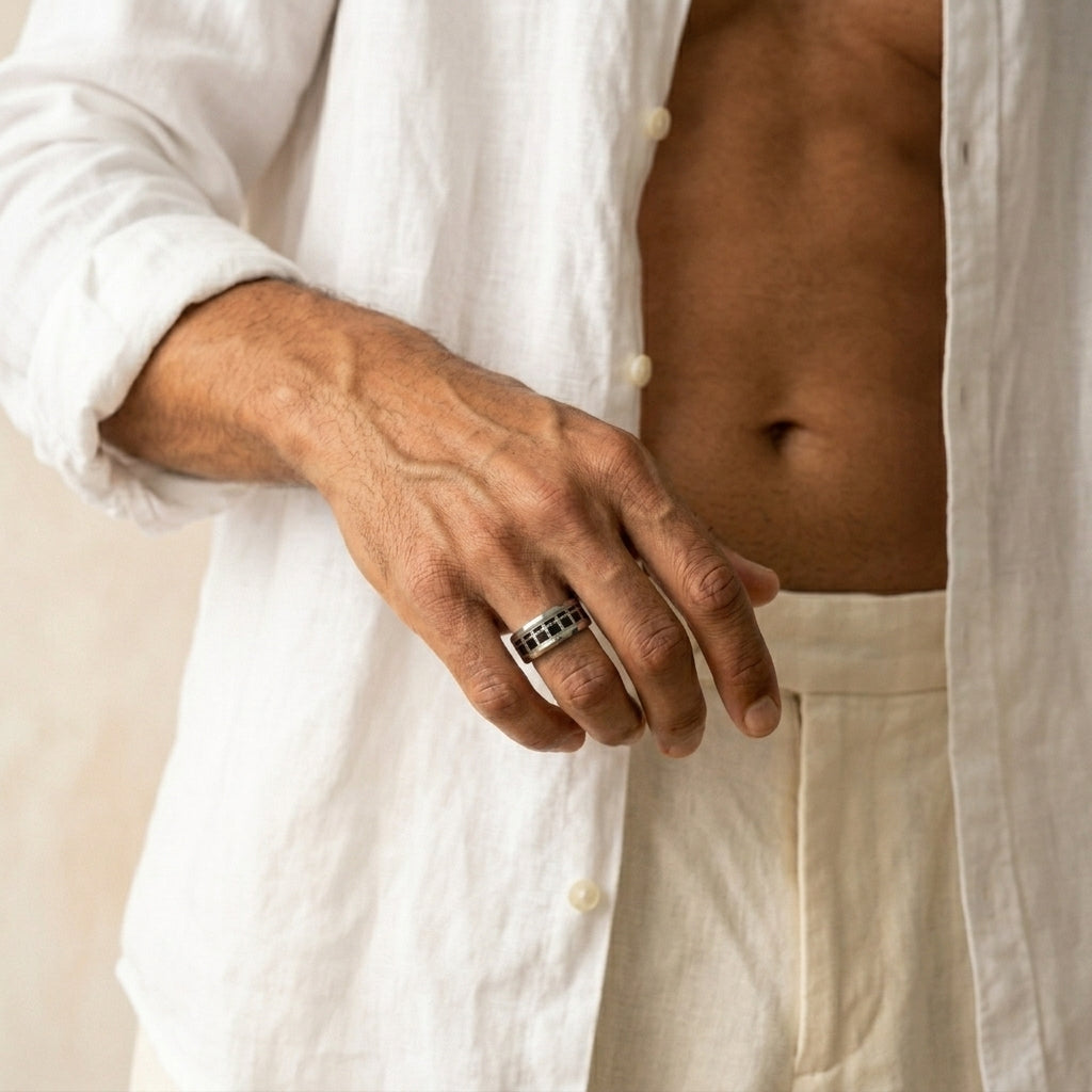 Men's Cross Grid Ring