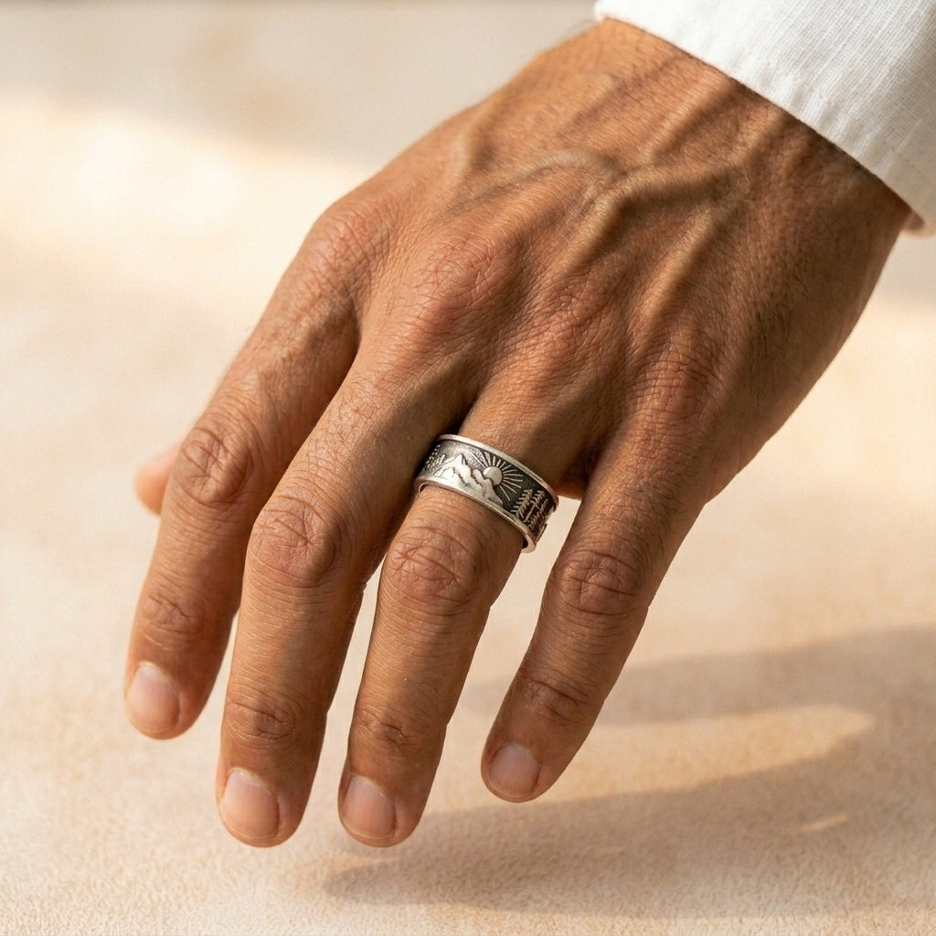 Men's Engraved Wide Band Ring