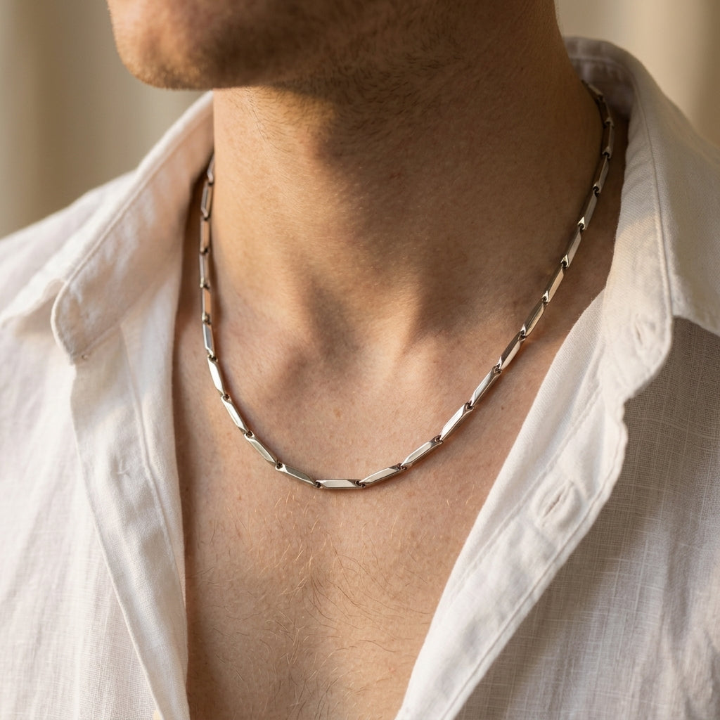 Men's Faceted Bar Necklace