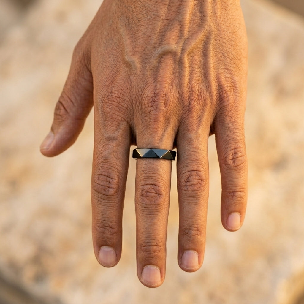 Men's Geometric Faceted Ring