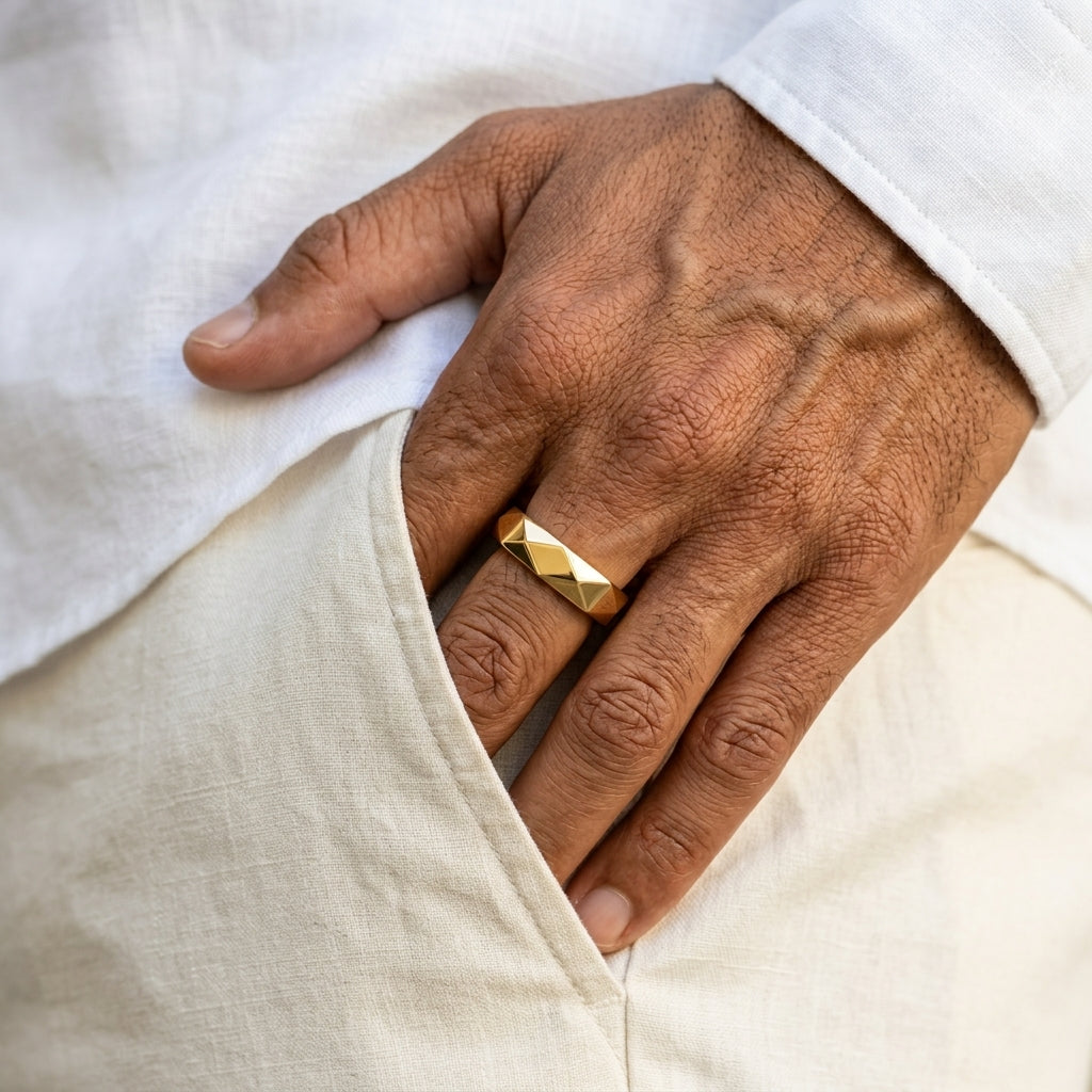 Men's Geometric Faceted Ring