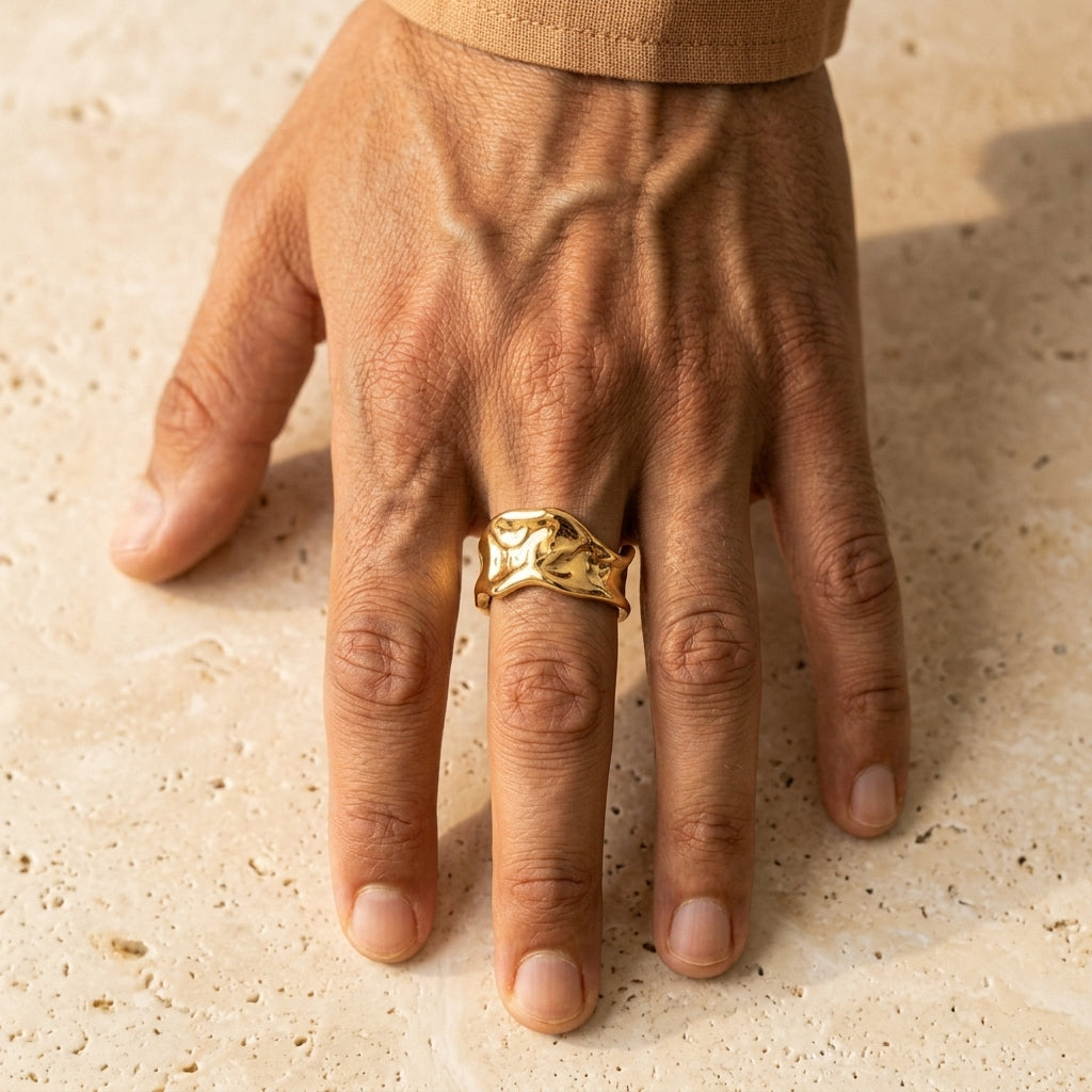 Men's Hammered Cuff Ring