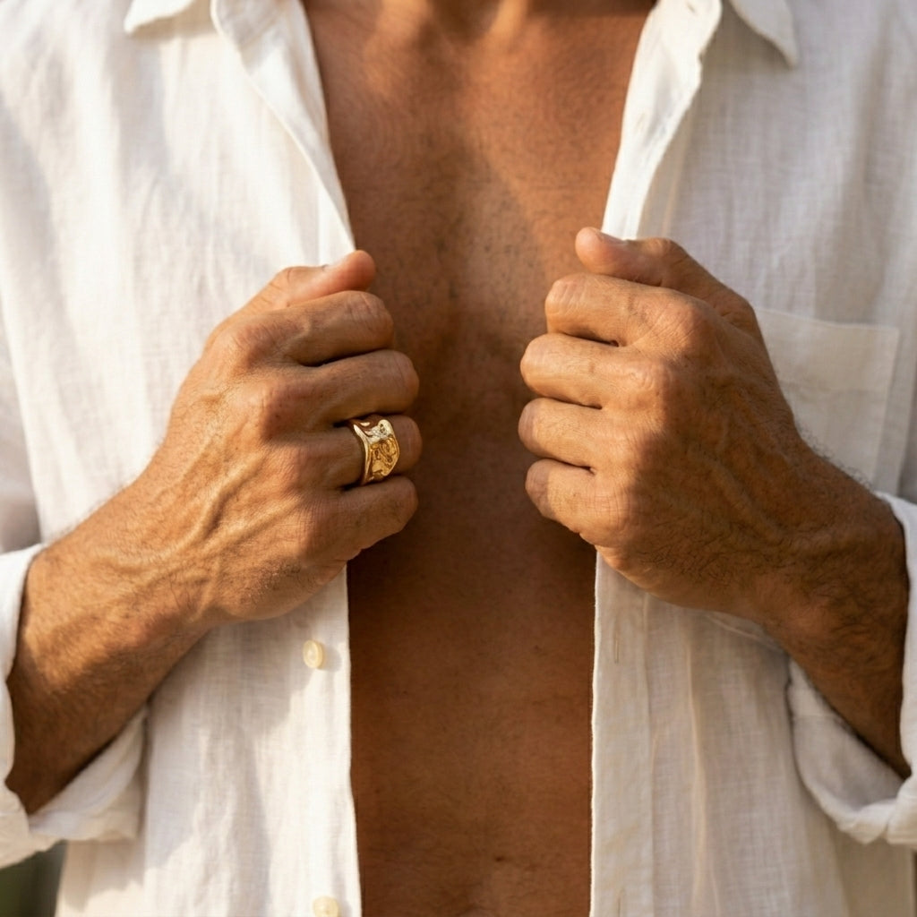 Men's Hammered Cuff Ring