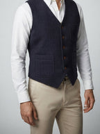 Men's Herringbone Single Breasted Wedding Waistcoat