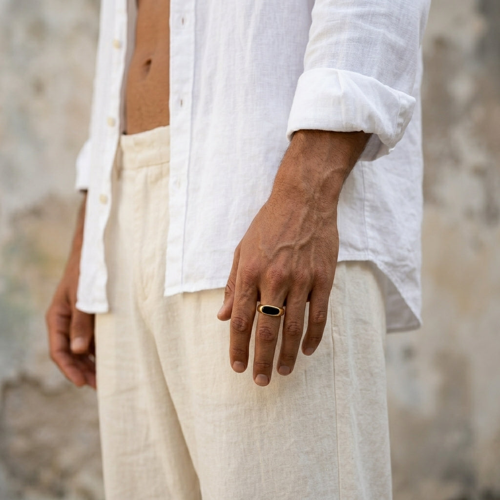 Men's Inlay Signet Ring