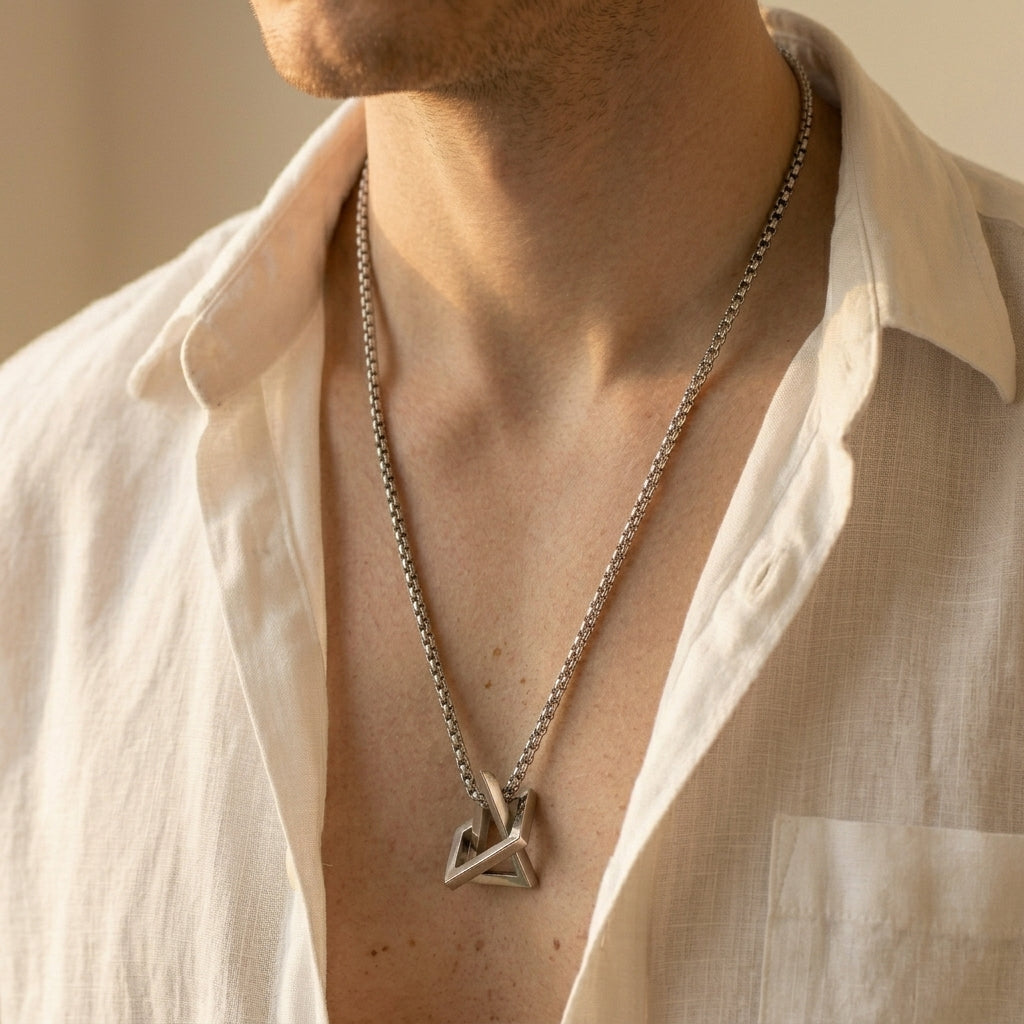 Men's Interlocking Triangle Pendant Necklace