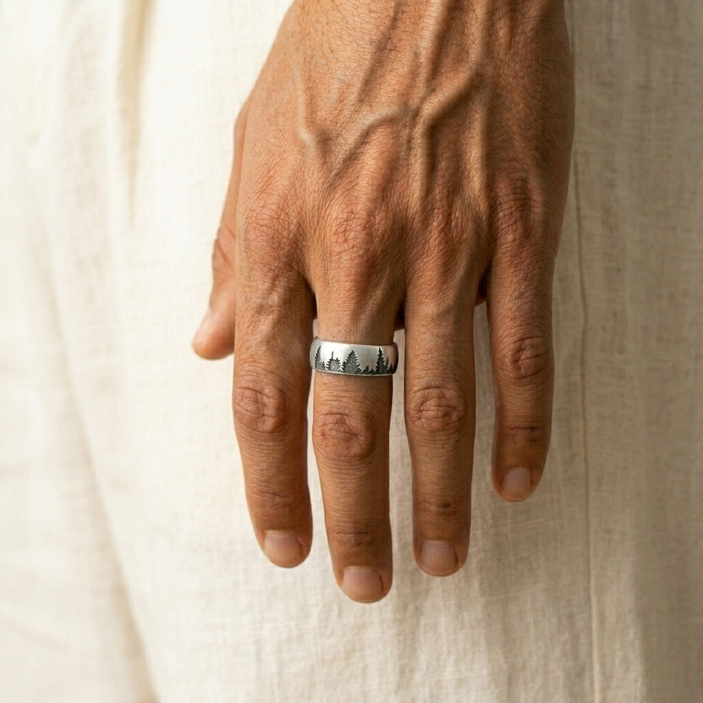 Men's Landscape Engraved Ring