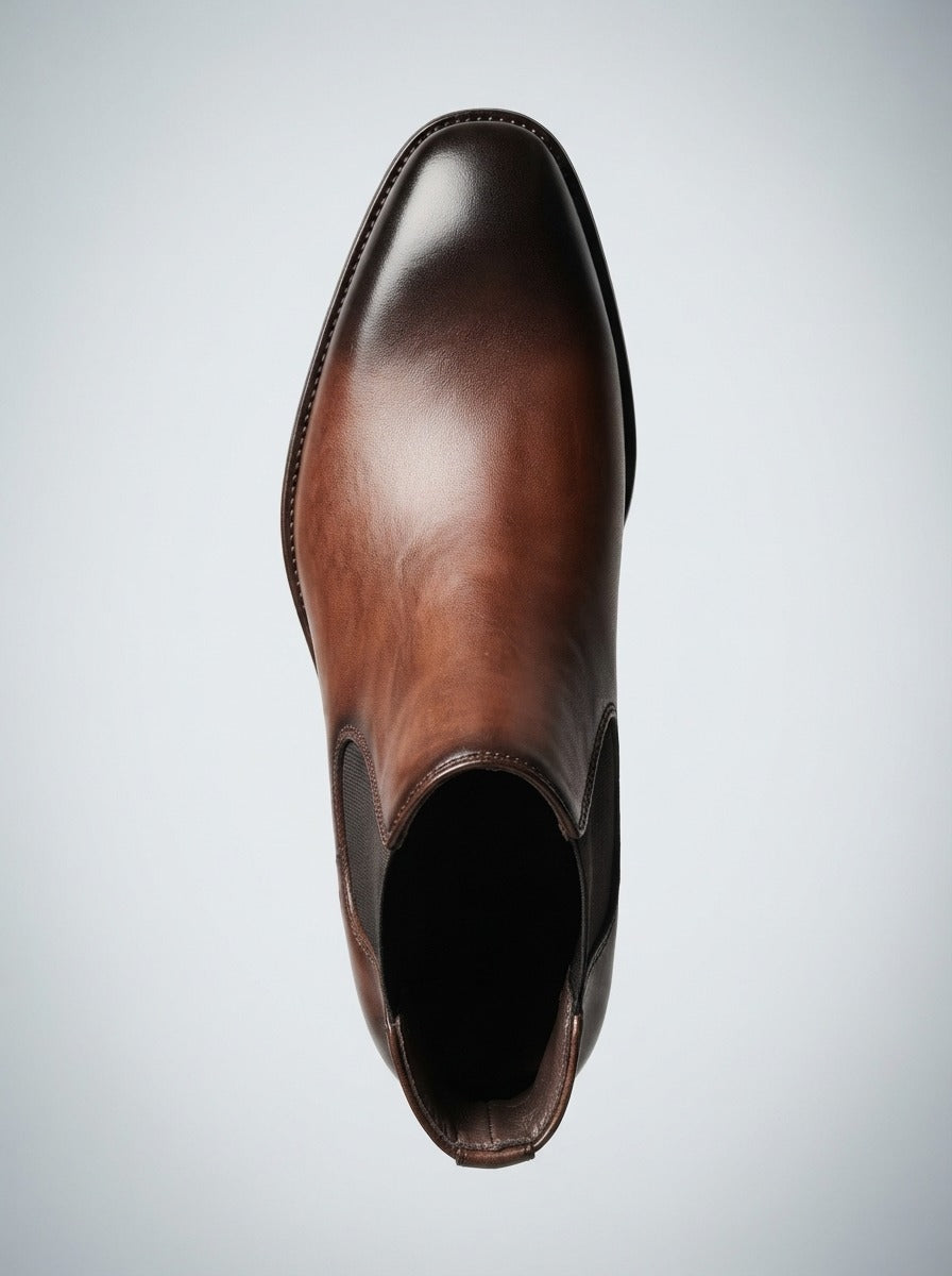 Men's Leather Chelsea Boots with Square Toe
