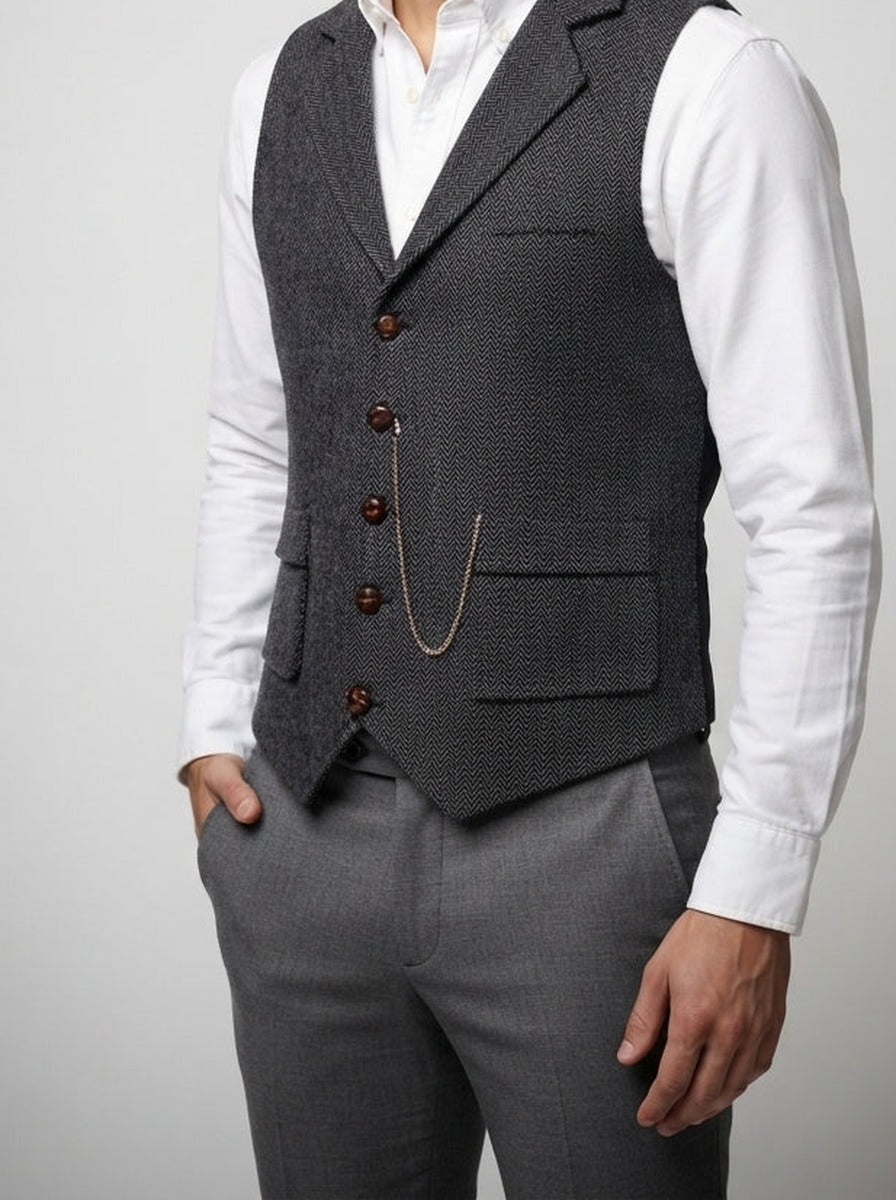 Men's Peak Lapel Single Breasted Wedding Waistcoat