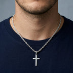 Men's Rope Chain Cross Pendant Necklace