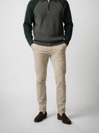 Men's Smart-Casual Knit Long Sleeve Quarter Zip Polo Shirt