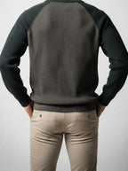 Men's Smart-Casual Knit Long Sleeve Quarter Zip Polo Shirt