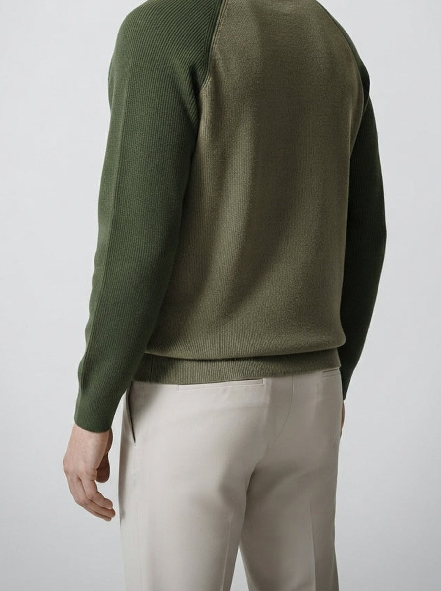 Men's Smart-Casual Knit Long Sleeve Quarter Zip Polo Shirt