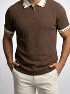Men's Smart-Casual Knit Quarter Zip Polo Shirt
