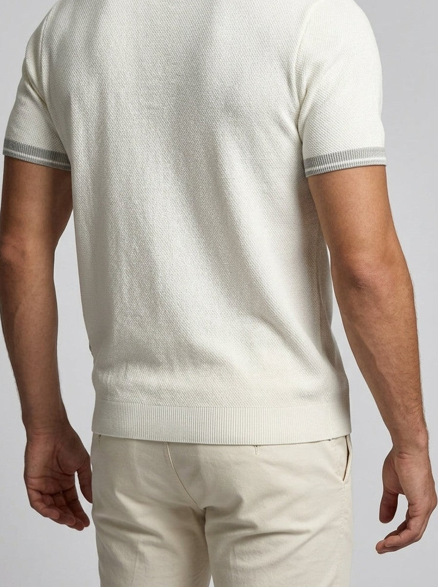 Men's Smart-Casual Knit Quarter Zip Polo Shirt