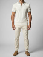 Men's Smart-Casual Knit Quarter Zip Polo Shirt