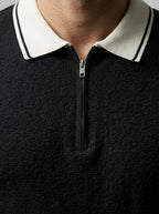 Men's Smart-Casual Knit Quarter Zip Polo Shirt