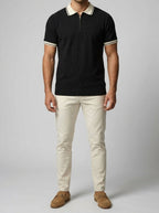 Men's Smart-Casual Knit Quarter Zip Polo Shirt