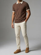 Men's Smart-Casual Knit Quarter Zip Polo Shirt