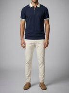 Men's Smart-Casual Knit Quarter Zip Polo Shirt