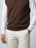 Men's Smart-Casual Knit Sleeveless Polo Shirt with Button Front