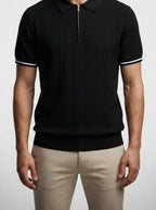 Men's Smart-Casual Knitted Short Sleeve Zip Polo Shirt