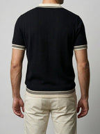 Men's Smart-Casual Ribbed Knit Slim Fit Short Sleeve Polo Shirt
