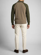 Men's Smart-Casual Ribbed Sleeve Knit Quarter Zip Polo Shirt