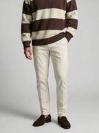 Men's Smart-Casual Striped Knit Long Sleeve Polo Shirt with Collar