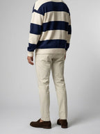 Men's Smart-Casual Striped Knit Long Sleeve Polo Shirt with Collar