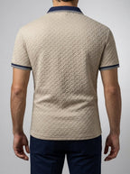 Men's Smart-Casual Textured Knit Slim Fit Polo Shirt with Spread Collar