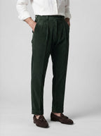 Men's Smart Corduroy Pleated Tapered Trousers
