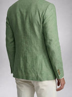 Men's Smart Linen Peak Lapel Double Breasted Blazer