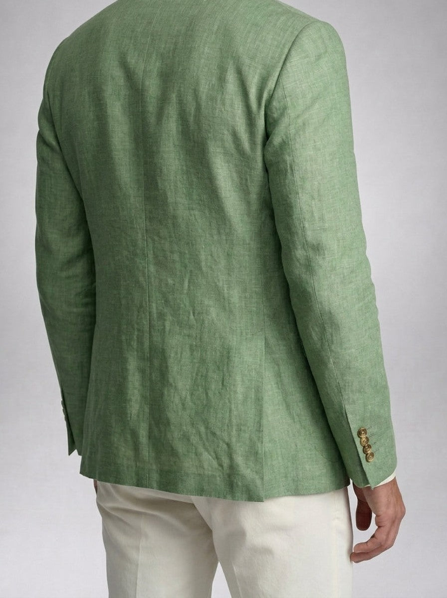 Men's Smart Linen Peak Lapel Double Breasted Blazer