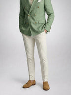 Men's Smart Linen Peak Lapel Double Breasted Blazer