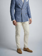 Men's Smart Linen Peak Lapel Double Breasted Blazer