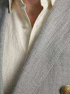 Men's Smart Linen Peak Lapel Double Breasted Blazer