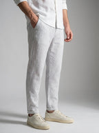 Men's Smart Pinstripe Drawstring Tapered Trousers