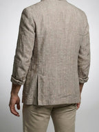 Men's Smart Pinstripe Linen Notch Lapel Blazer