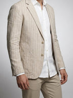 Men's Smart Pinstripe Linen Notch Lapel Blazer