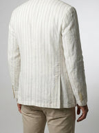 Men's Smart Pinstripe Linen Notch Lapel Blazer