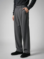 Men's Smart Pleated Wide Leg Suit Trousers