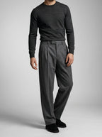 Men's Smart Pleated Wide Leg Suit Trousers
